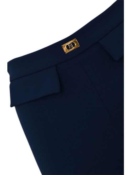Pantalone slim in crepe con placchetta logo Oltremare Elisabetta Franchi | PA07751E2DC8